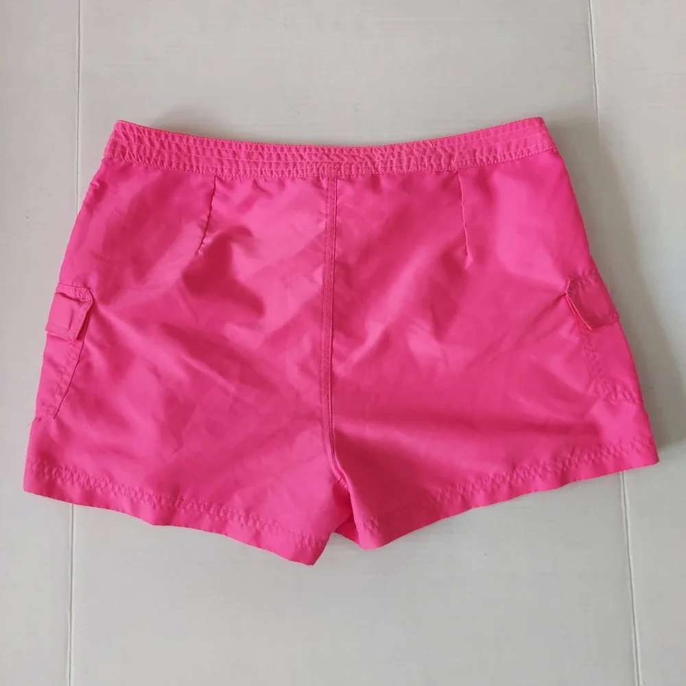 No Boundaries Womens Hot Pink Orange Cargo Board Shorts Size L 13/15 Swimwear
